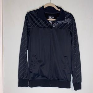 Billabong Polyester Black w/Gray Graphics Long Sleeve Zip-Up Collared Jacket-M